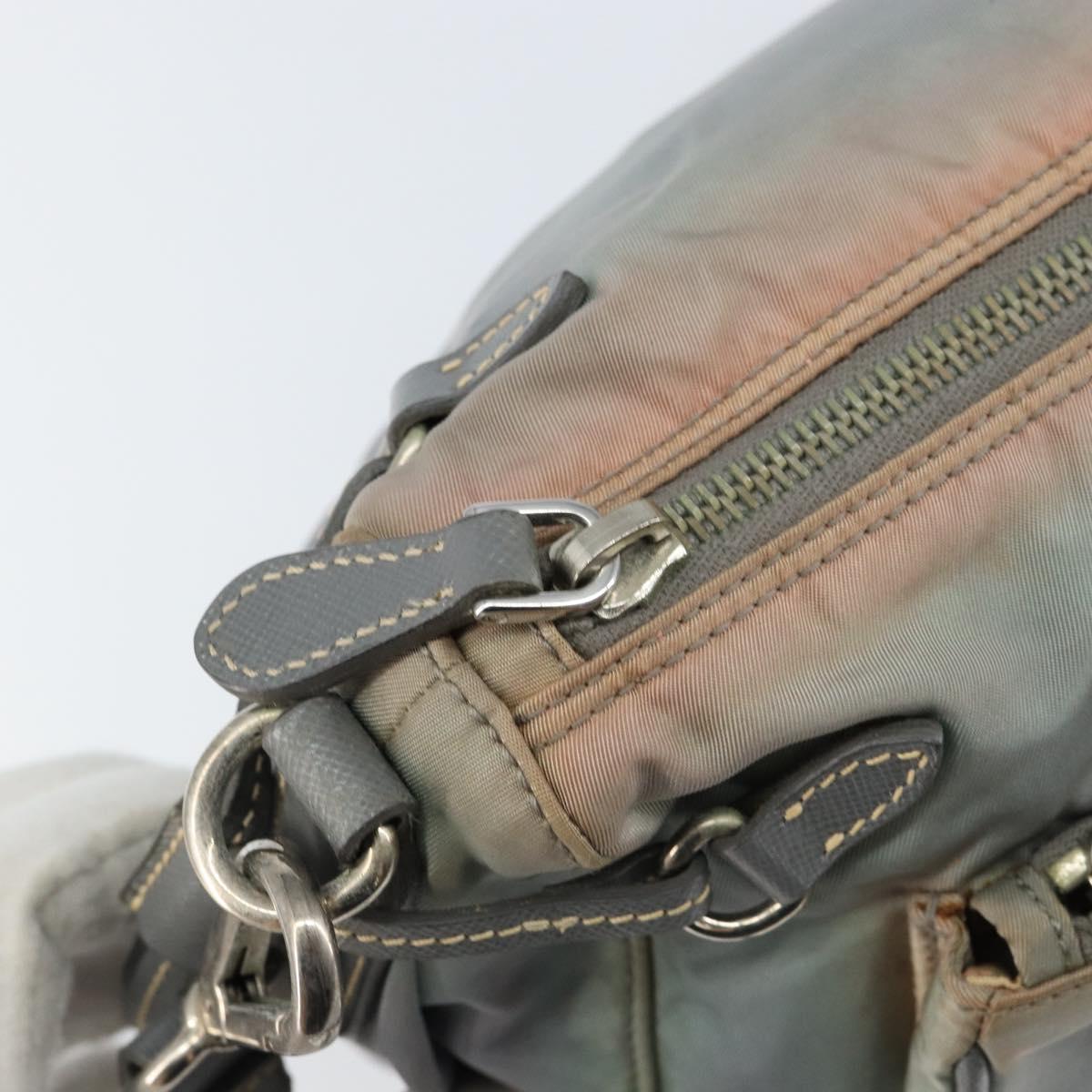 PRADA Shoulder Bag Nylon Gray Silver Auth 153172
