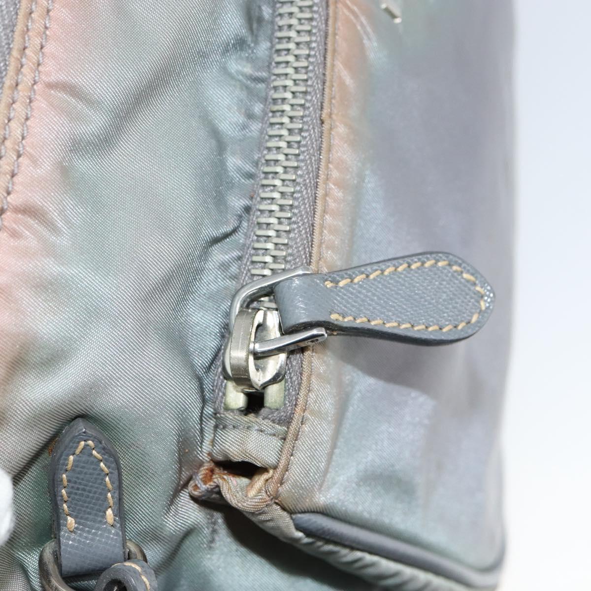 PRADA Shoulder Bag Nylon Gray Silver Auth 153172