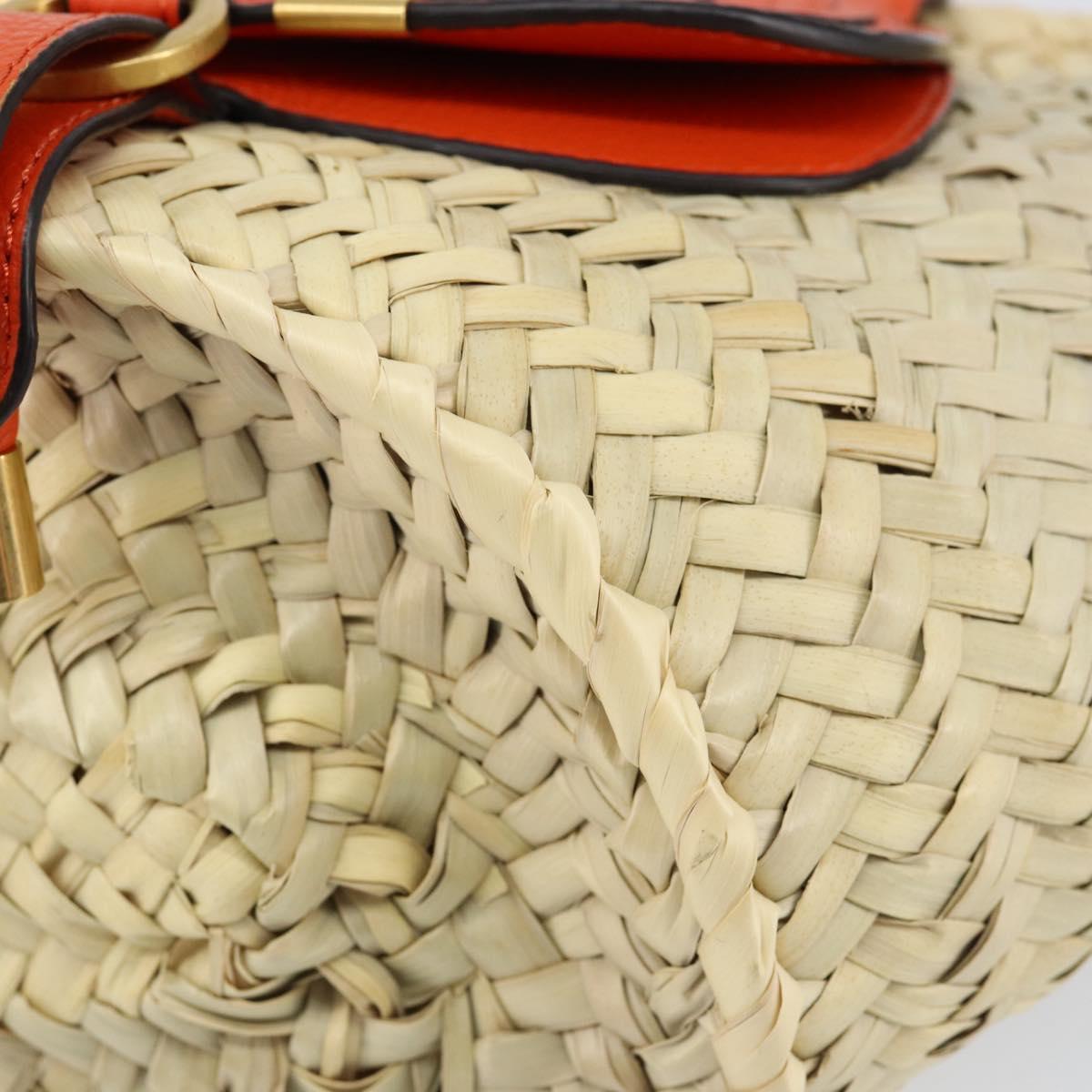 Chloe Basket bag Marcie Hand Bag straw Orange Beige Auth 153174
