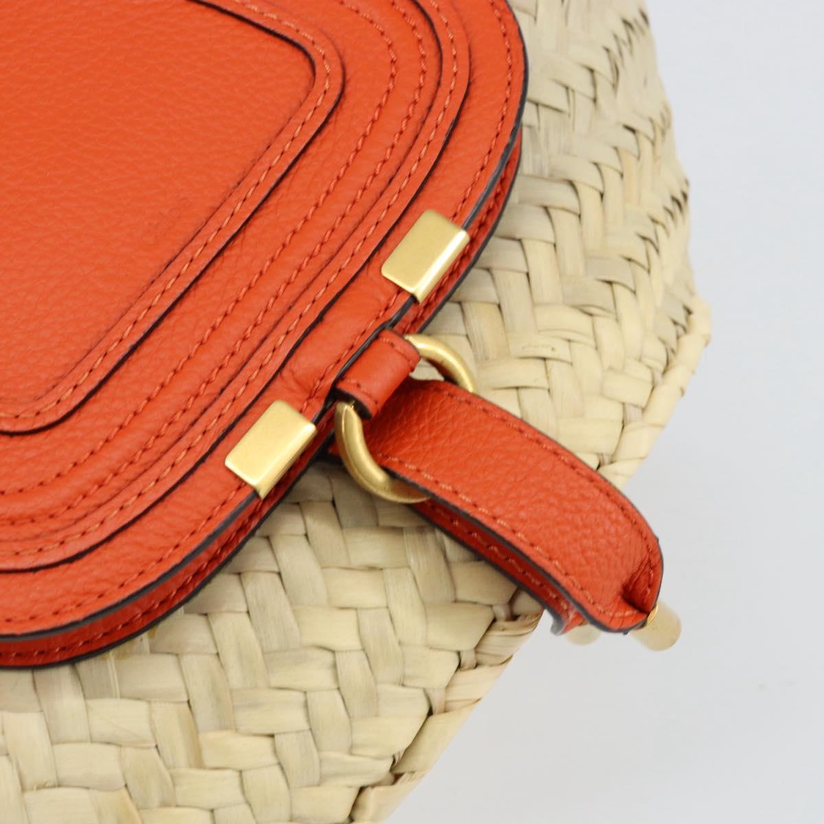 Chloe Basket bag Marcie Hand Bag straw Orange Beige Auth 153174