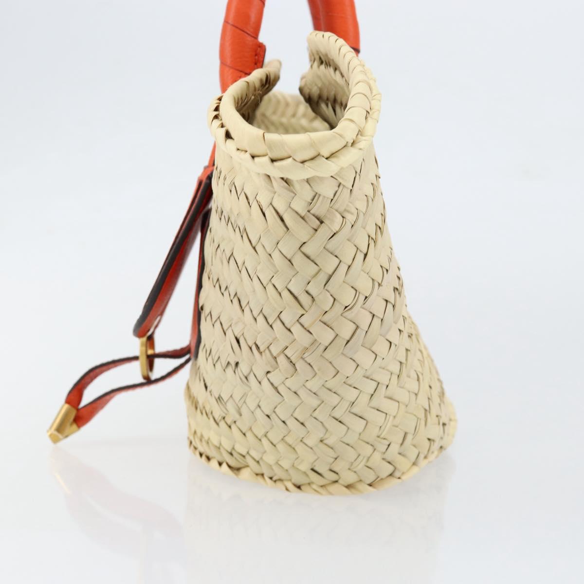 Chloe Basket bag Marcie Hand Bag straw Orange Beige Auth 153174