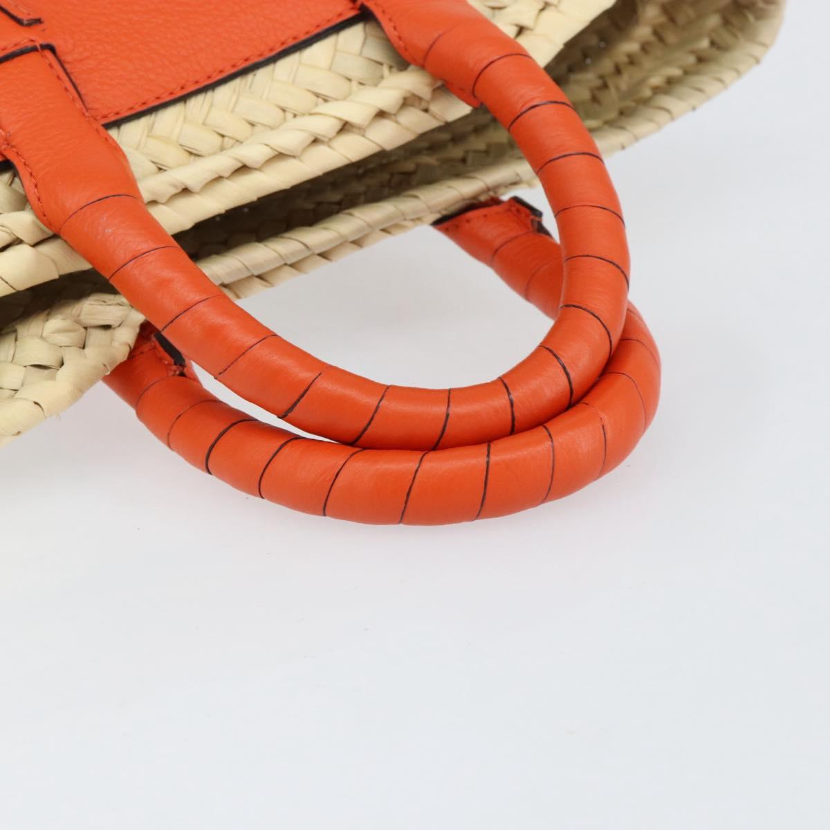 Chloe Basket bag Marcie Hand Bag straw Orange Beige Auth 153174