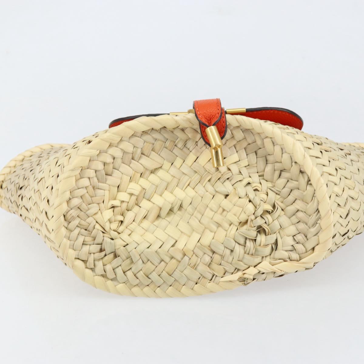 Chloe Basket bag Marcie Hand Bag straw Orange Beige Auth 153174