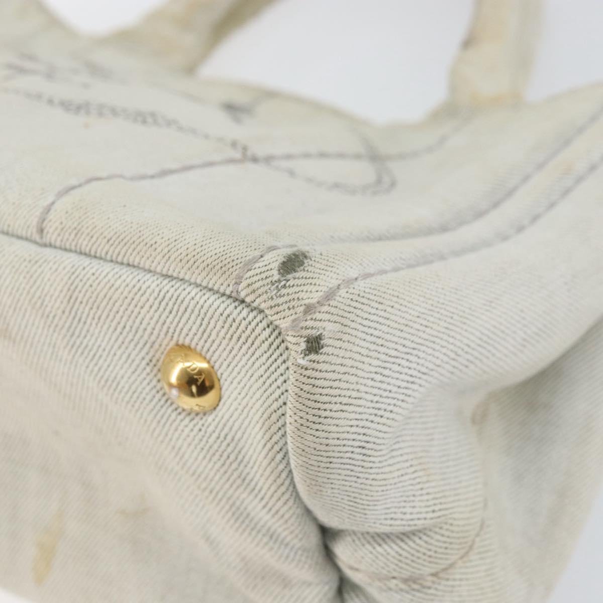 PRADA Canapa PM Hand Bag Canvas Gray Gold Auth 153175