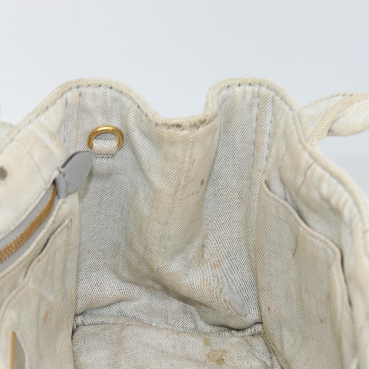 PRADA Canapa PM Hand Bag Canvas Gray Gold Auth 153175