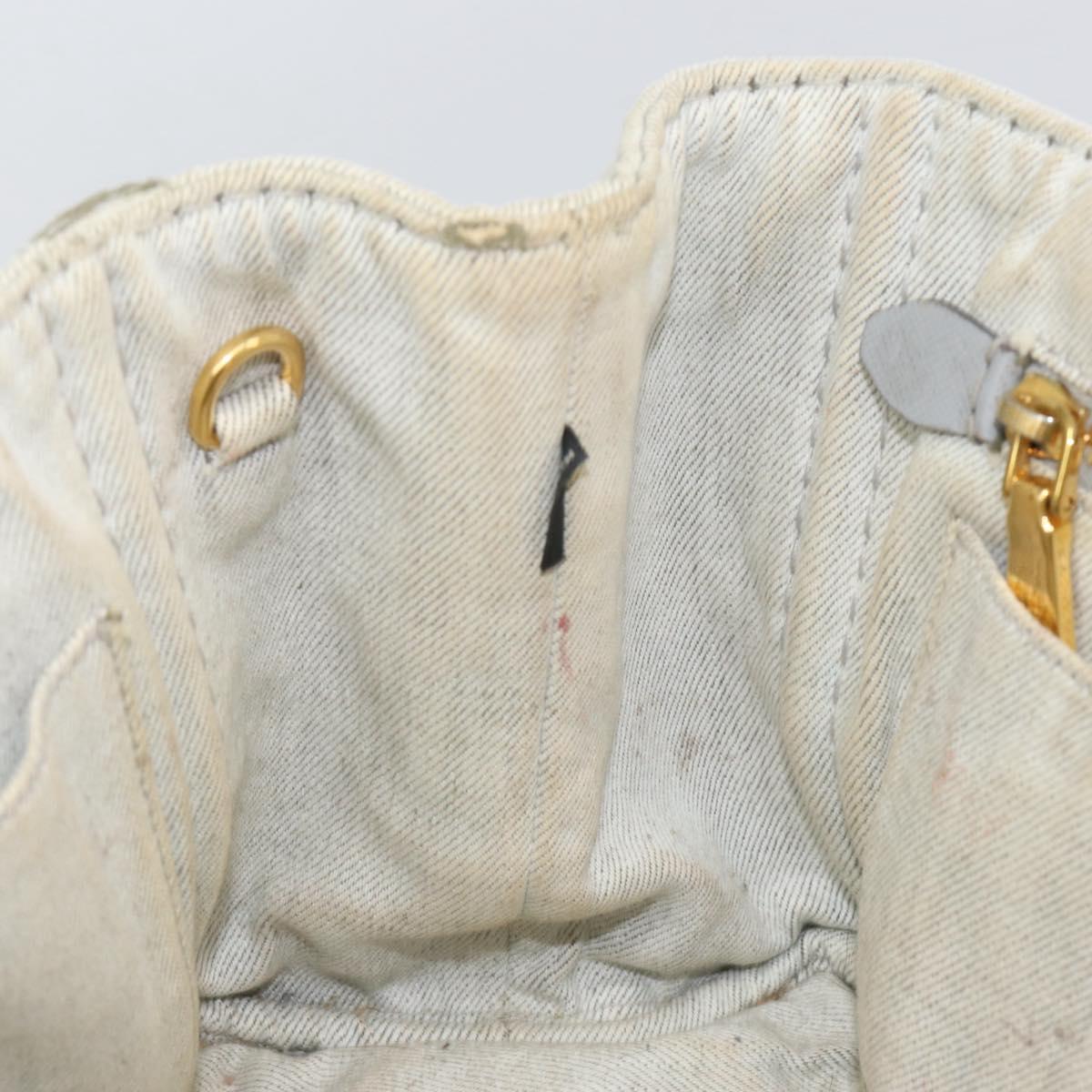PRADA Canapa PM Hand Bag Canvas Gray Gold Auth 153175
