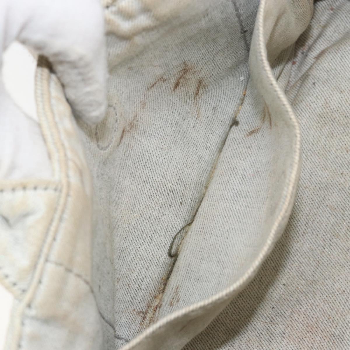 PRADA Canapa PM Hand Bag Canvas Gray Gold Auth 153175