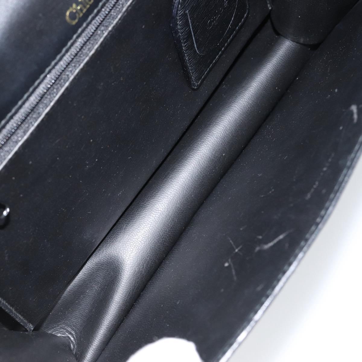 Chloe Chain Shoulder Bag Leather Black Gold Auth 153176