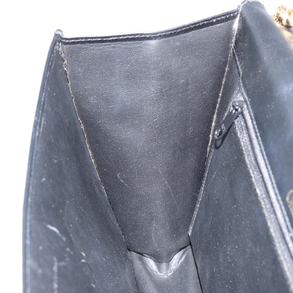 Chloe Chain Shoulder Bag Leather Black Gold Auth 153176