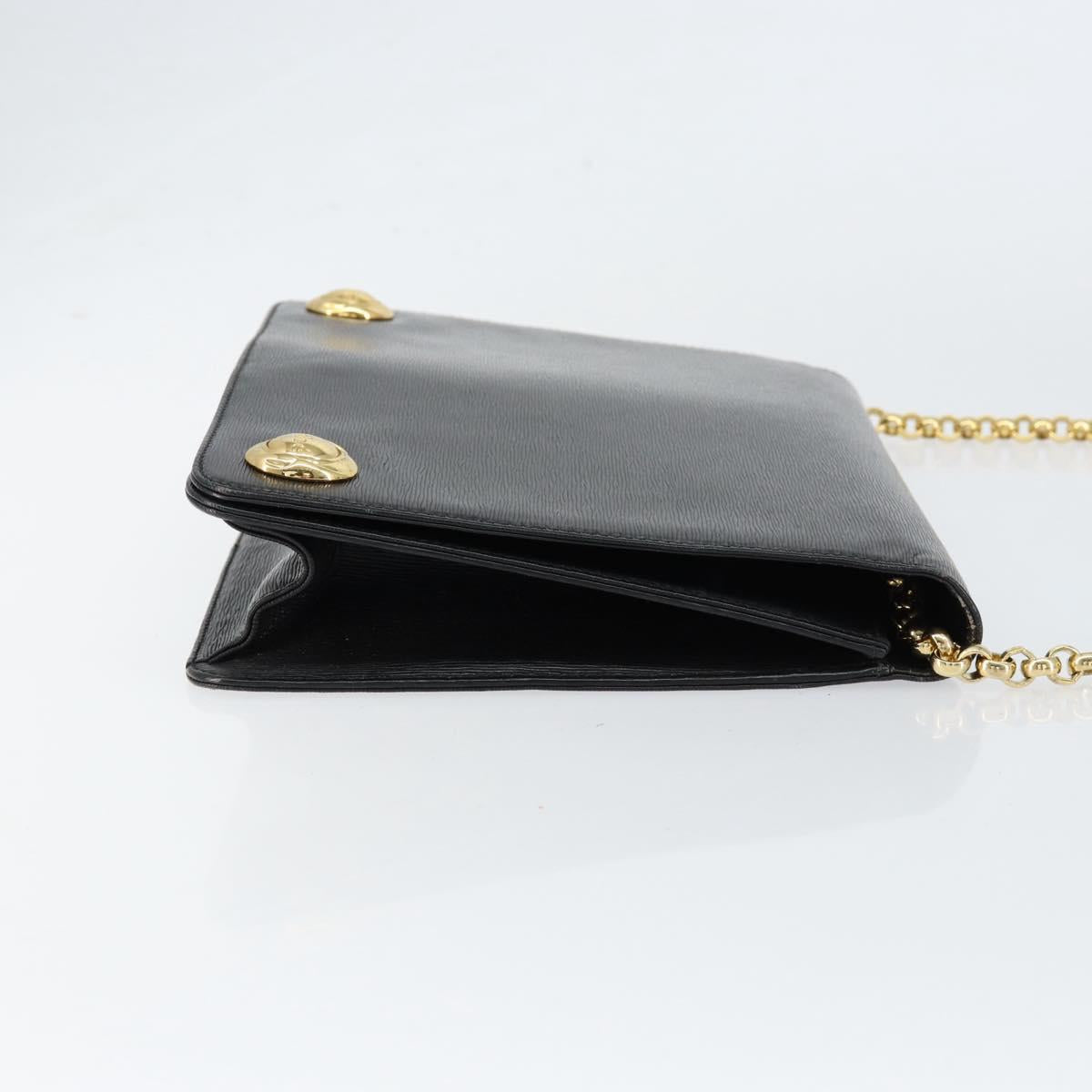 Chloe Chain Shoulder Bag Leather Black Gold Auth 153176