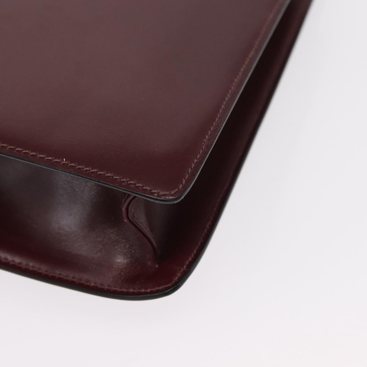 CELINE Shoulder Bag Leather Bordeaux Gold Auth 153178