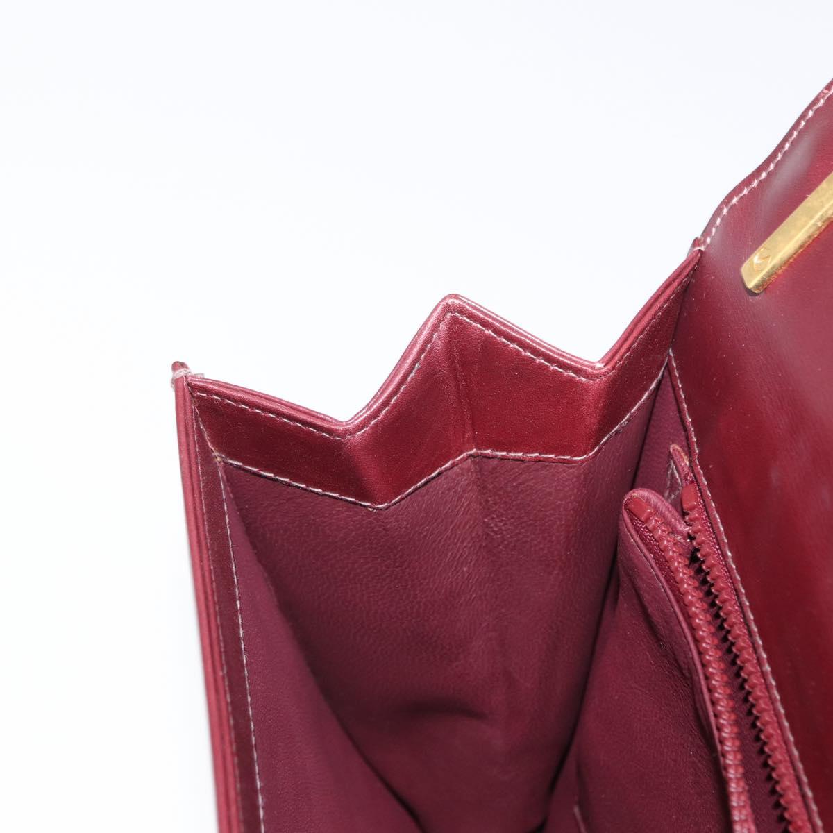 CELINE Shoulder Bag Leather Bordeaux Gold Auth 153178