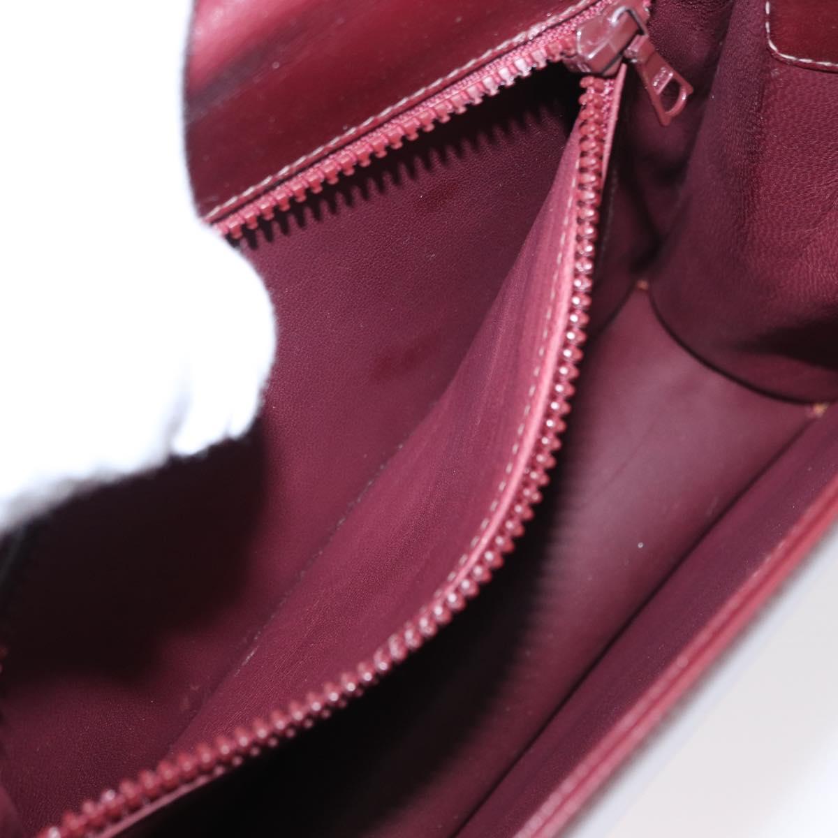 CELINE Shoulder Bag Leather Bordeaux Gold Auth 153178