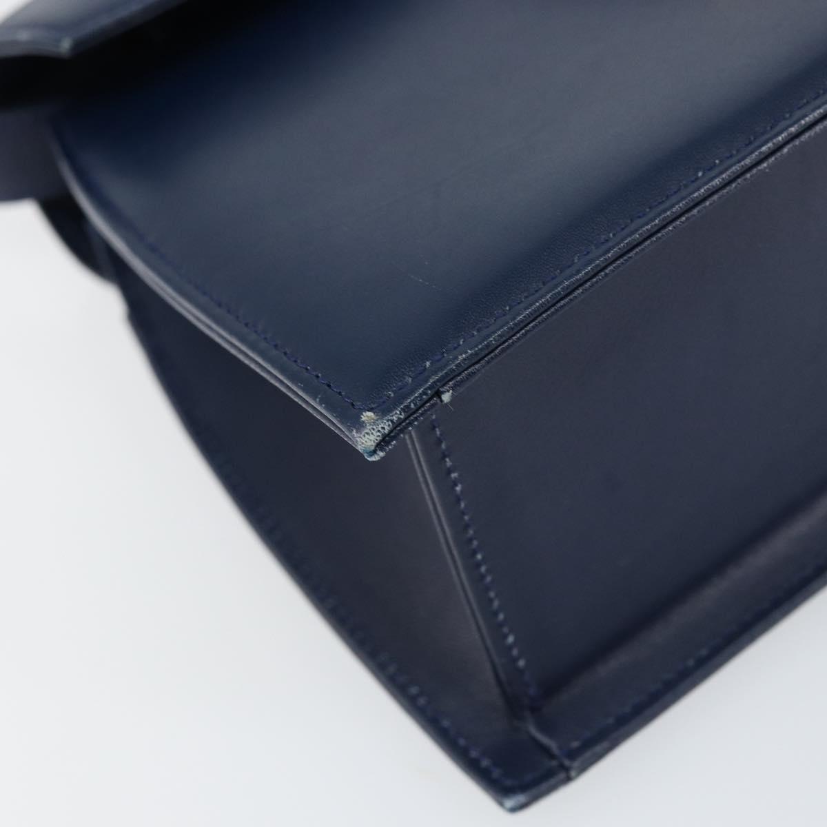 GIVENCHY Hand Bag Leather 2way Blue Gold Auth 153179