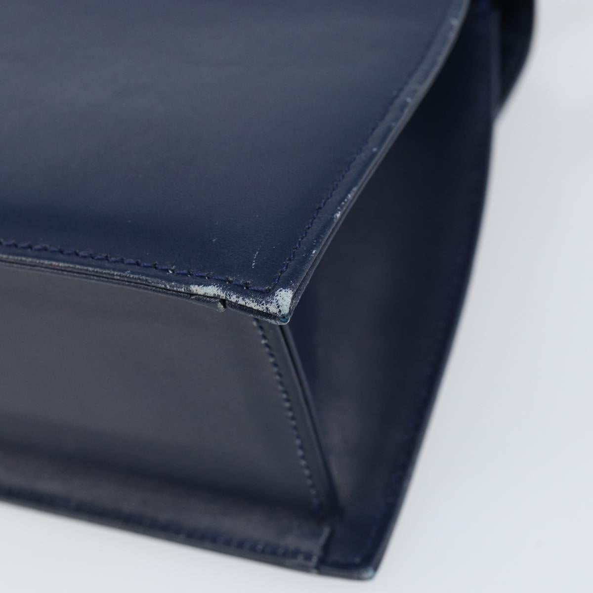 GIVENCHY Hand Bag Leather 2way Blue Gold Auth 153179