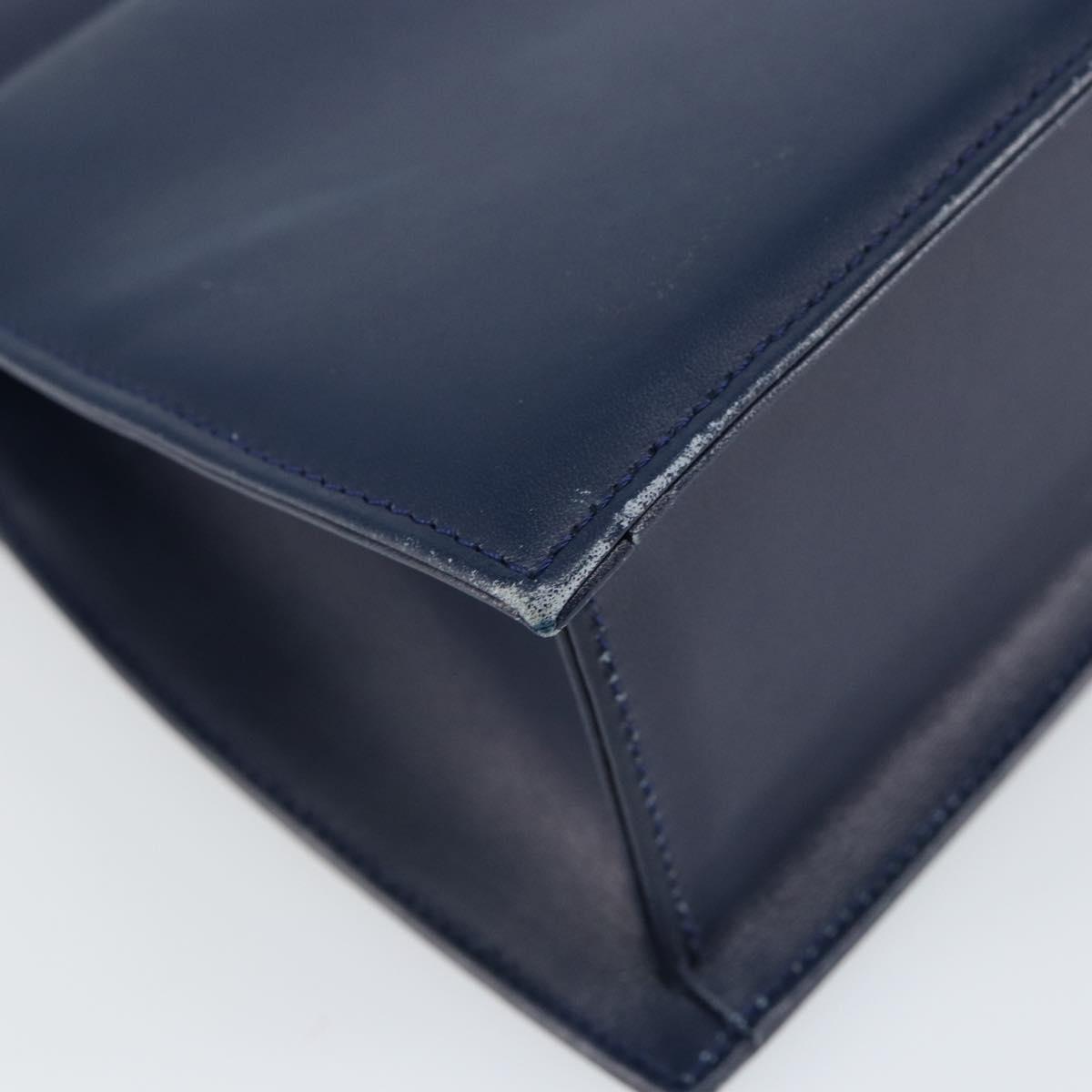 GIVENCHY Hand Bag Leather 2way Blue Gold Auth 153179