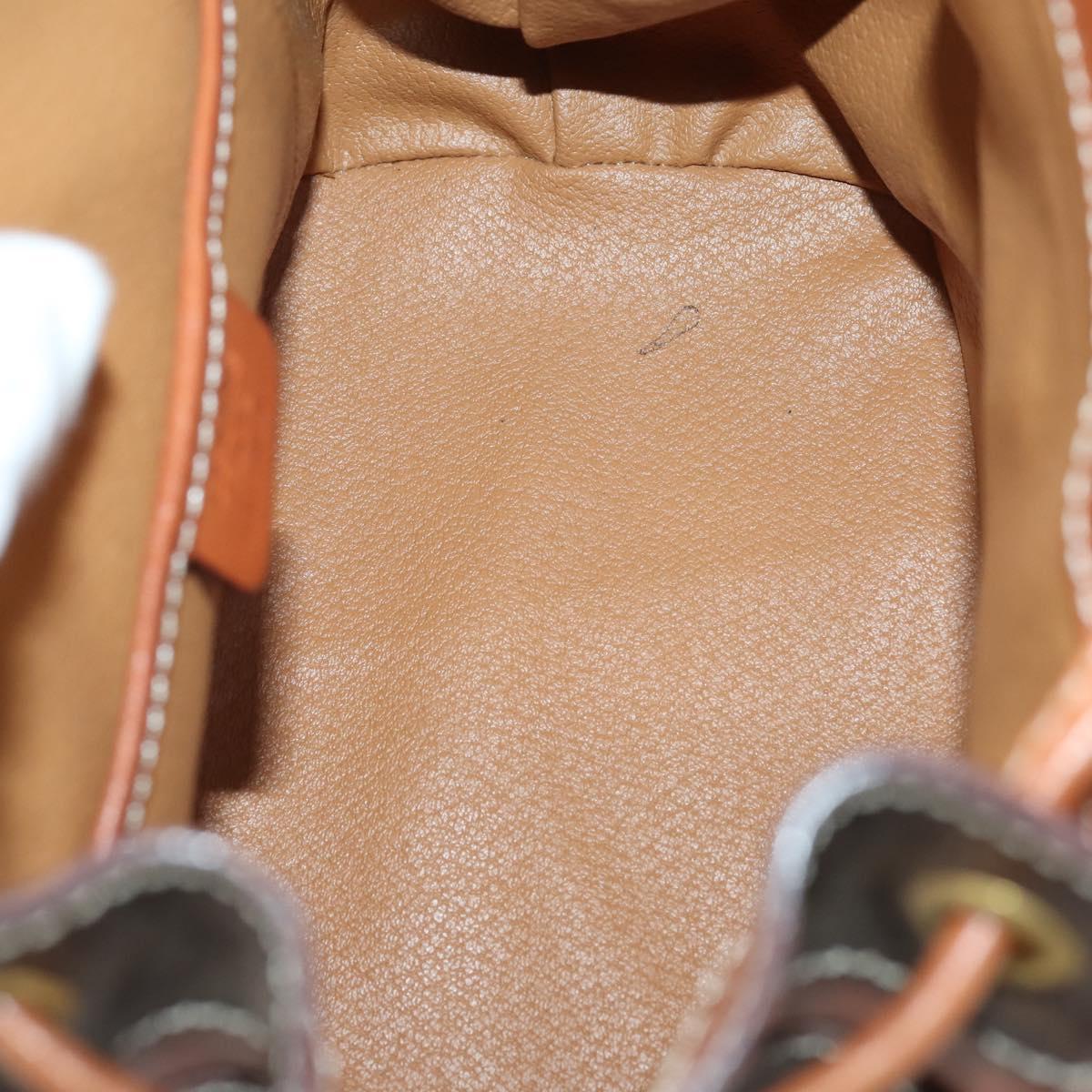 CELINE Macadam Canvas Backpack PVC Leather Brown Gold Auth 153182V