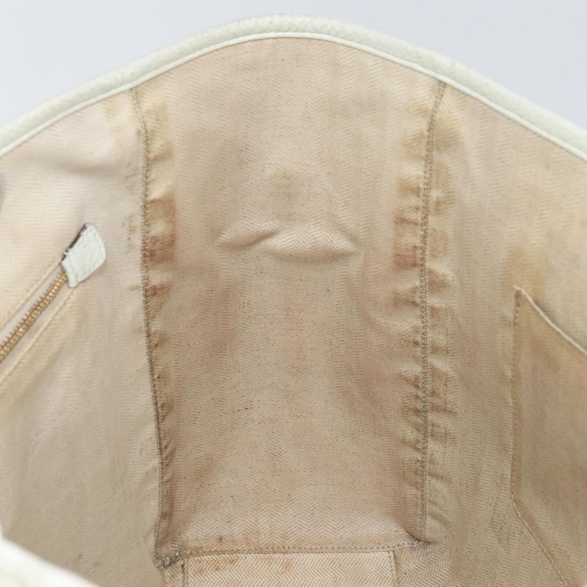 LOEWE Heritage Tote Bag Leather White Gold Auth 153183