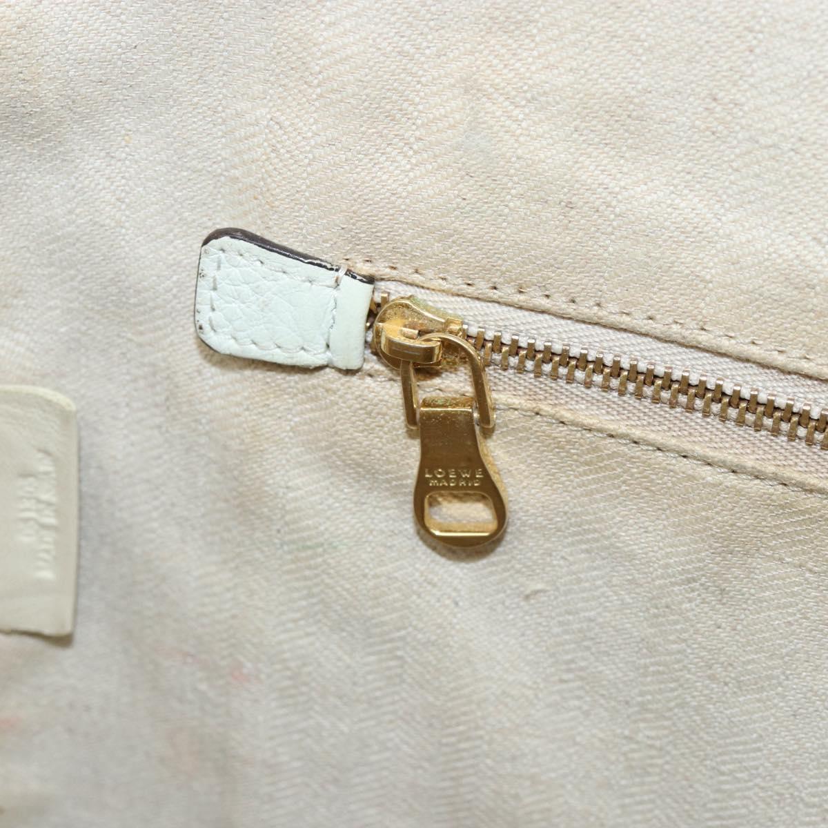 LOEWE Heritage Tote Bag Leather White Gold Auth 153183