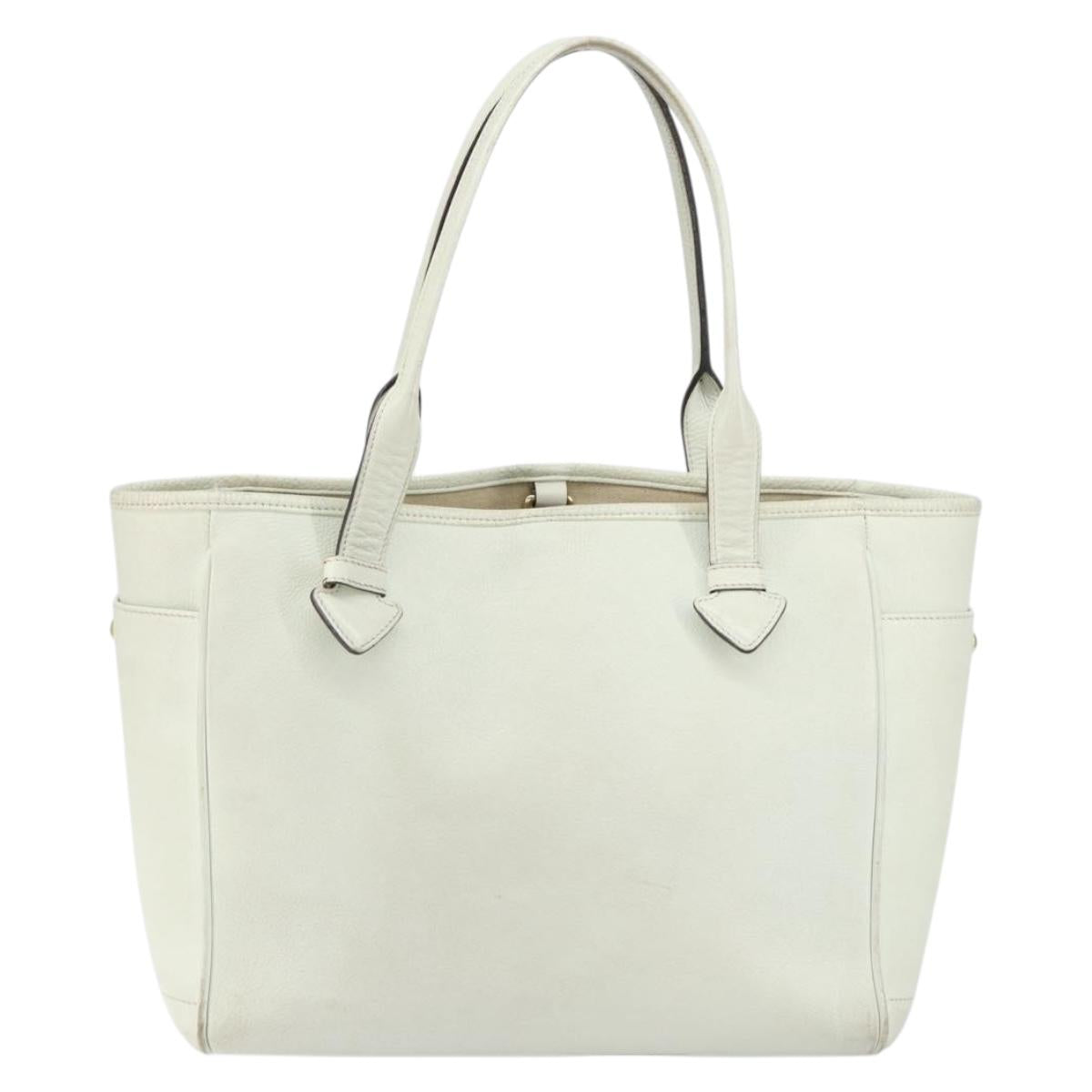 LOEWE Heritage Tote Bag Leather White Gold Auth 153183