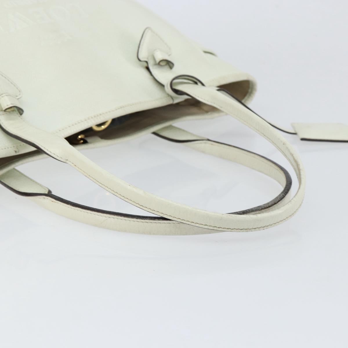 LOEWE Heritage Tote Bag Leather White Gold Auth 153183