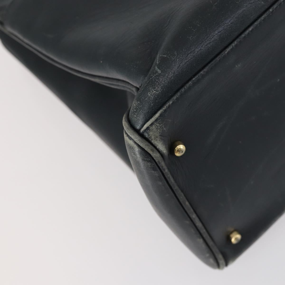 GUCCI Bamboo Tote Bag Leather Black Gold Auth 153189