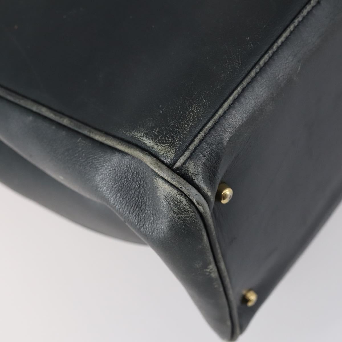 GUCCI Bamboo Tote Bag Leather Black Gold Auth 153189