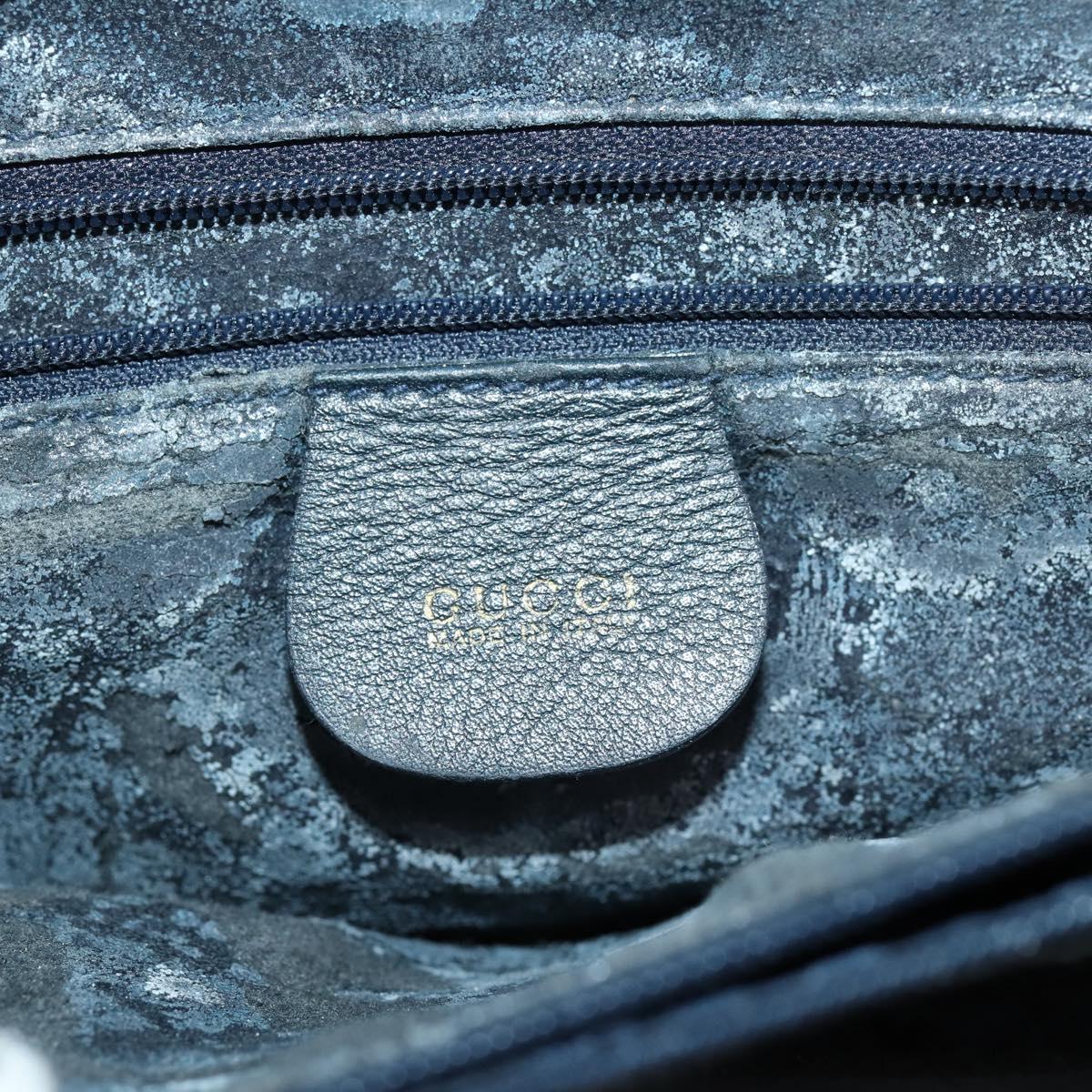 GUCCI Bamboo Tote Bag Leather Black Gold Auth 153189