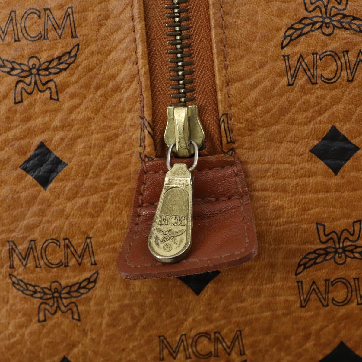 MCM Logogram Vicetos Boston Bag PVC Leather Brown Gold Auth 153190