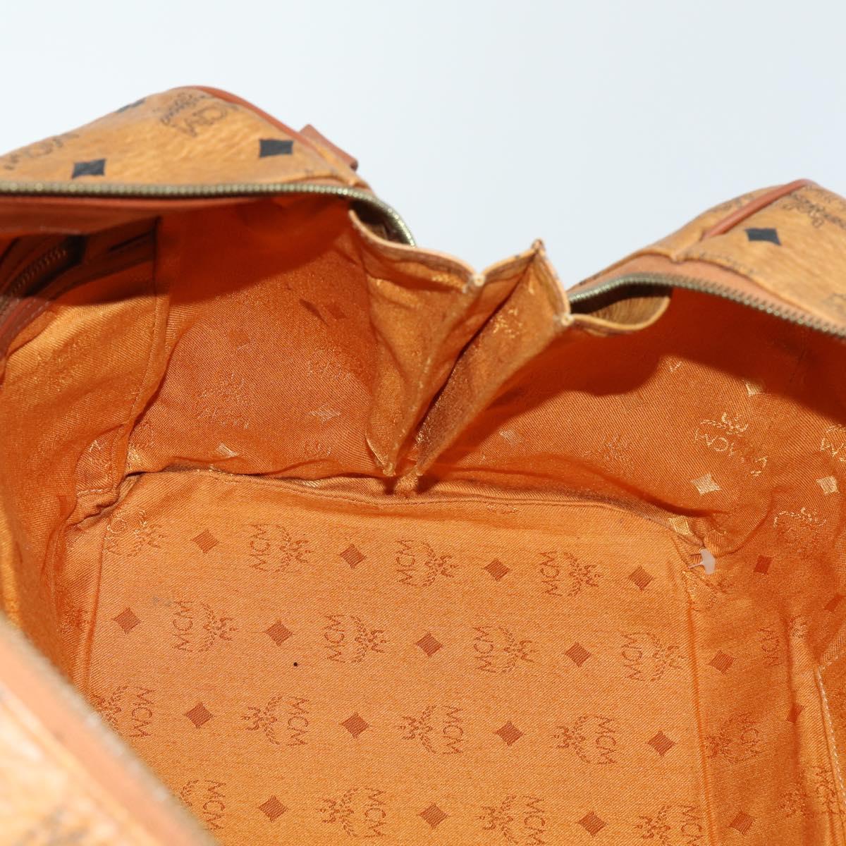 MCM Logogram Vicetos Boston Bag PVC Leather Brown Gold Auth 153190