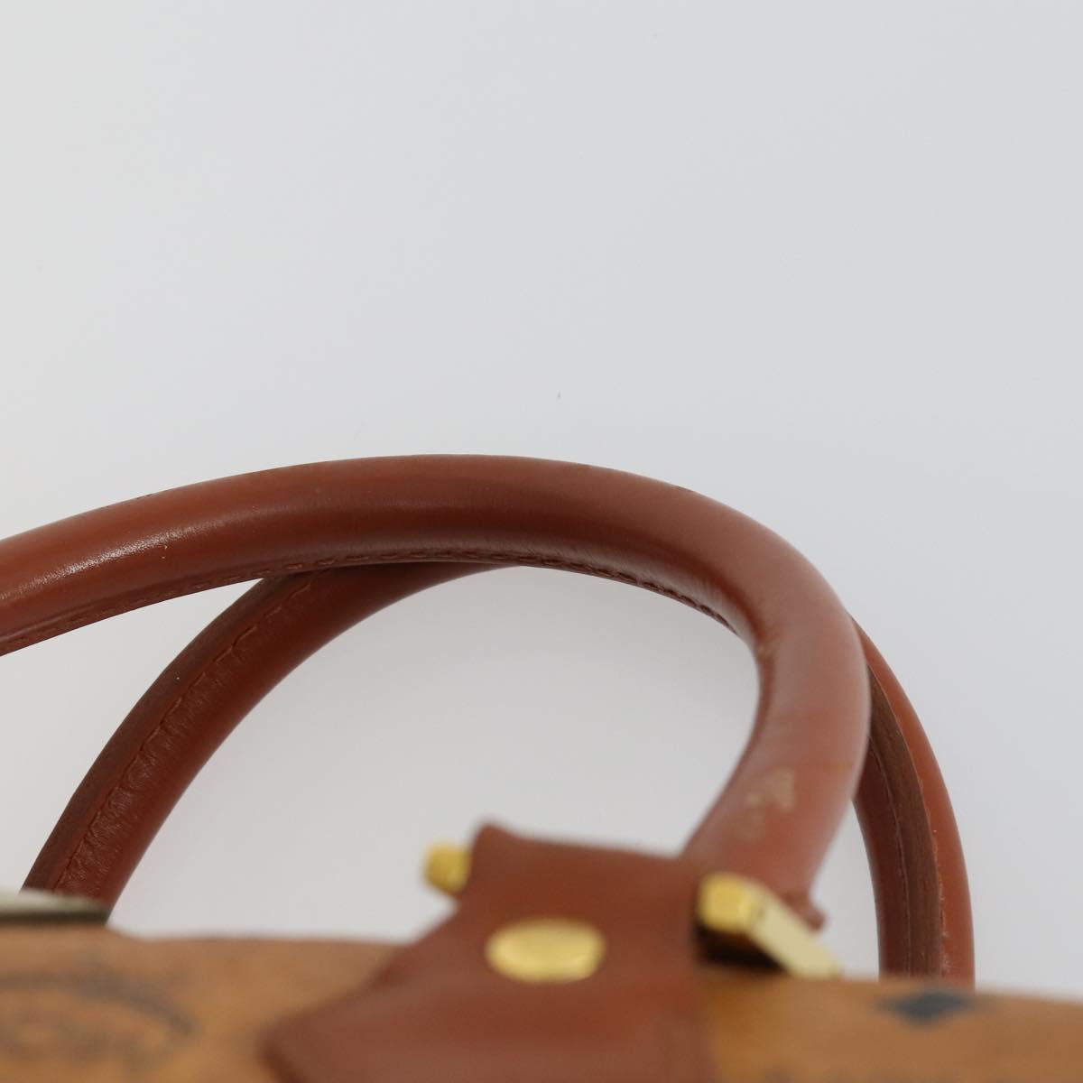 MCM Logogram Vicetos Boston Bag PVC Leather Brown Gold Auth 153190