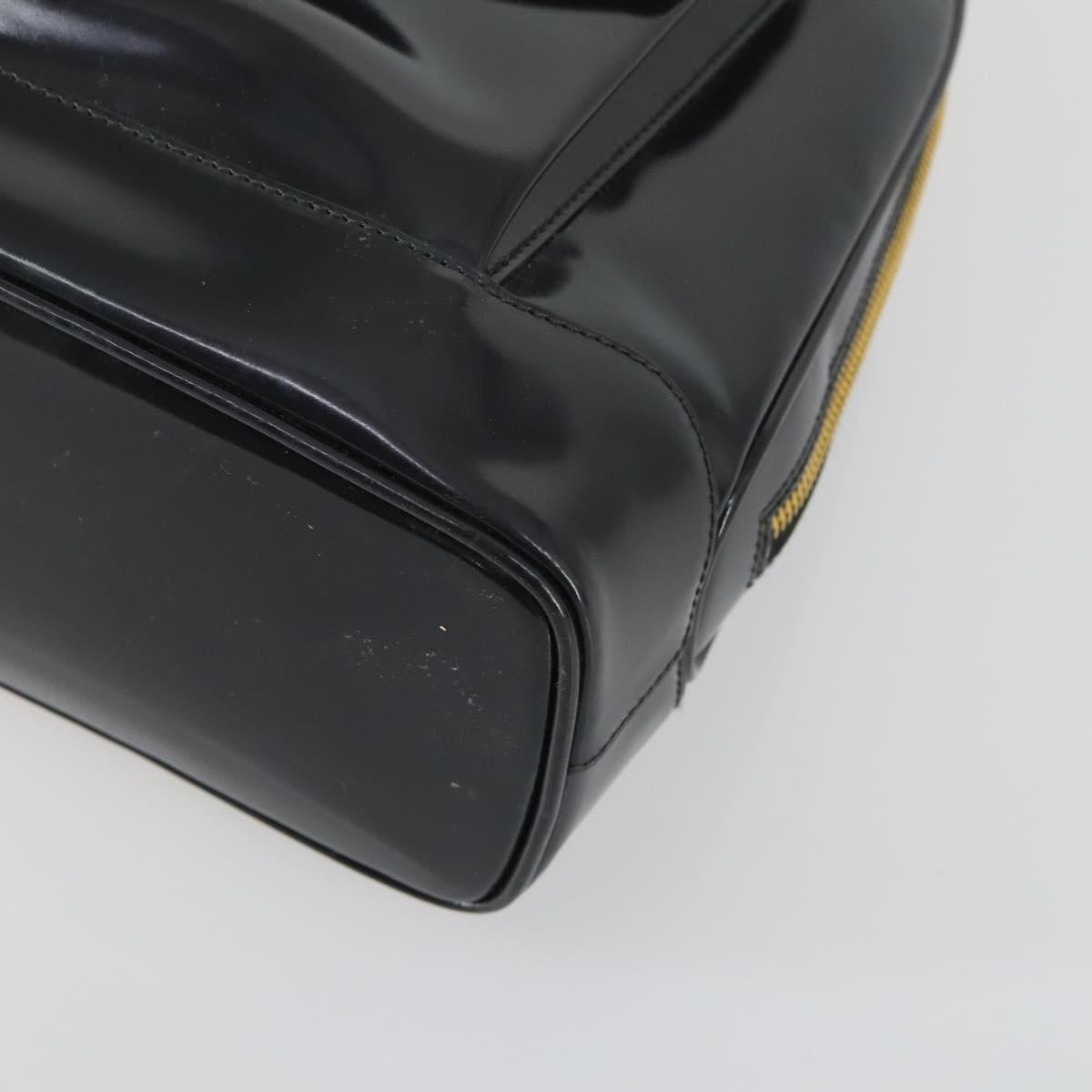 GUCCI Bamboo Tote Bag Patent leather Black Gold 001 3444 1650 Auth 153194