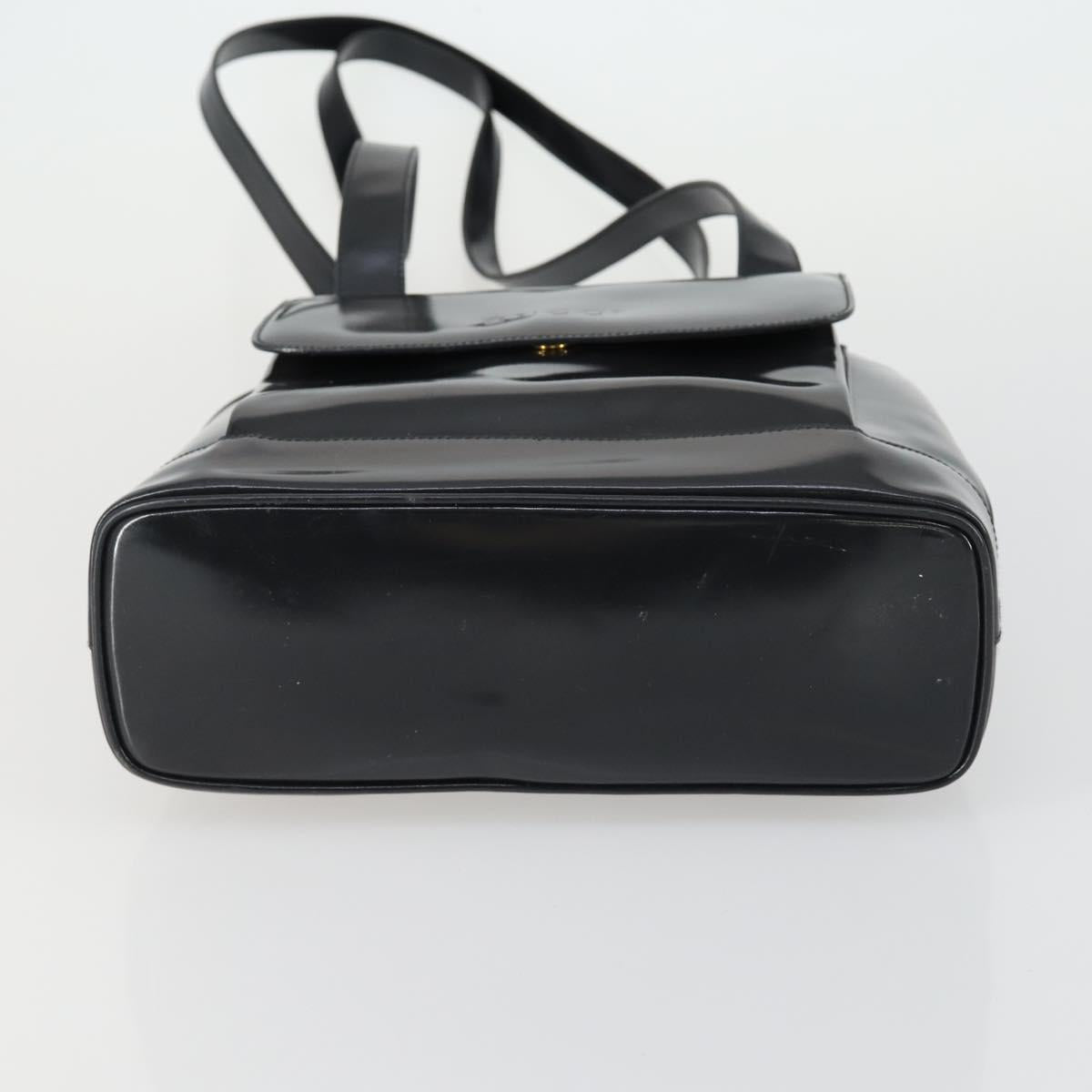 GUCCI Bamboo Tote Bag Patent leather Black Gold 001 3444 1650 Auth 153194