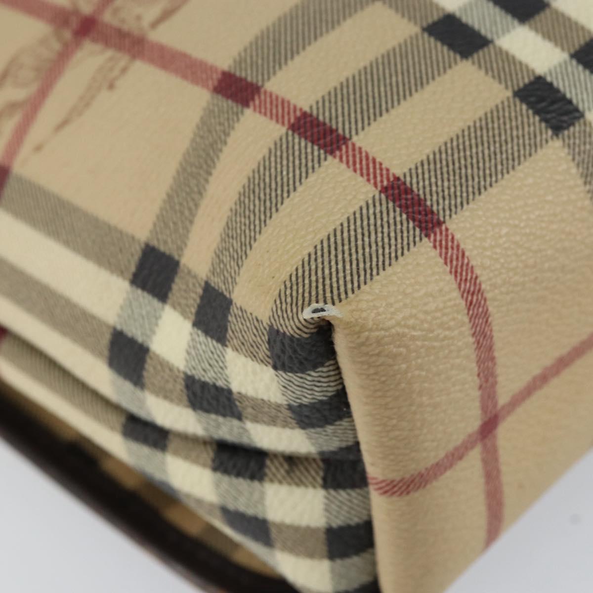 BURBERRY Nova Check Shoulder Bag PVC Beige Gold Auth 153196