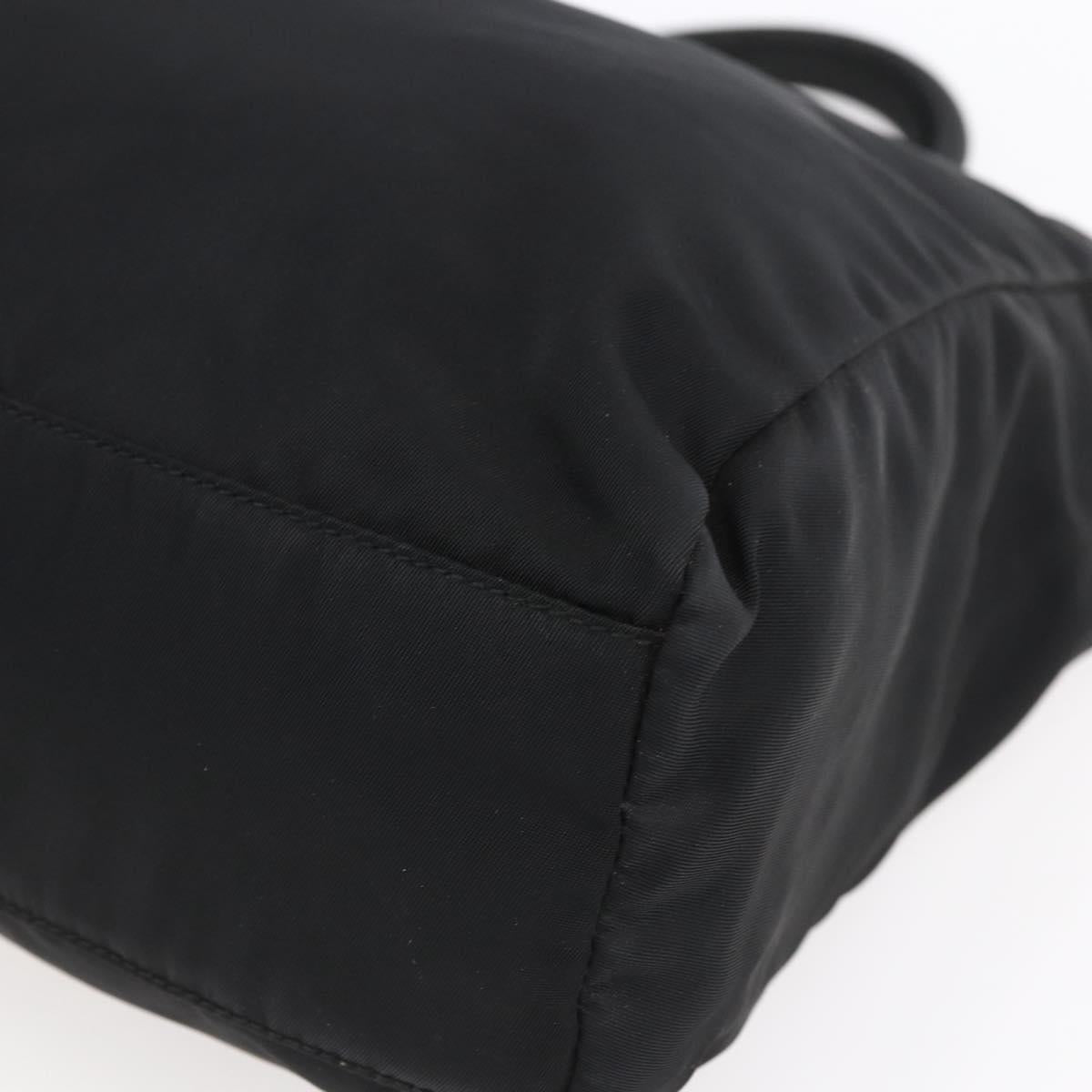 PRADA Hand Bag Nylon Black Silver Auth 153198