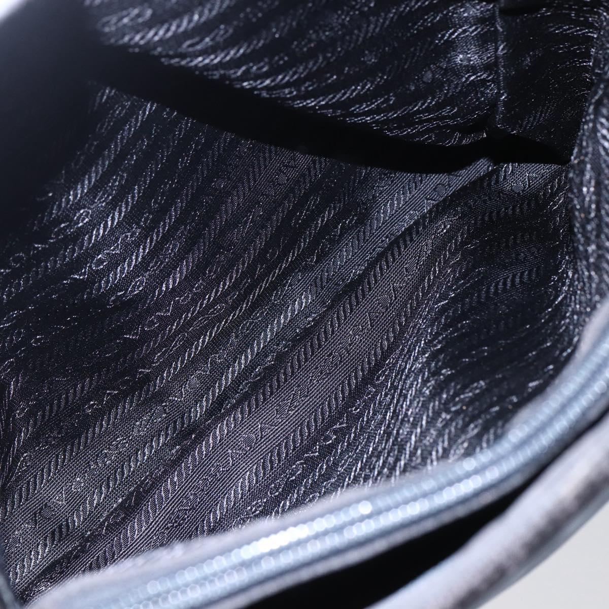 PRADA Hand Bag Nylon Black Silver Auth 153198