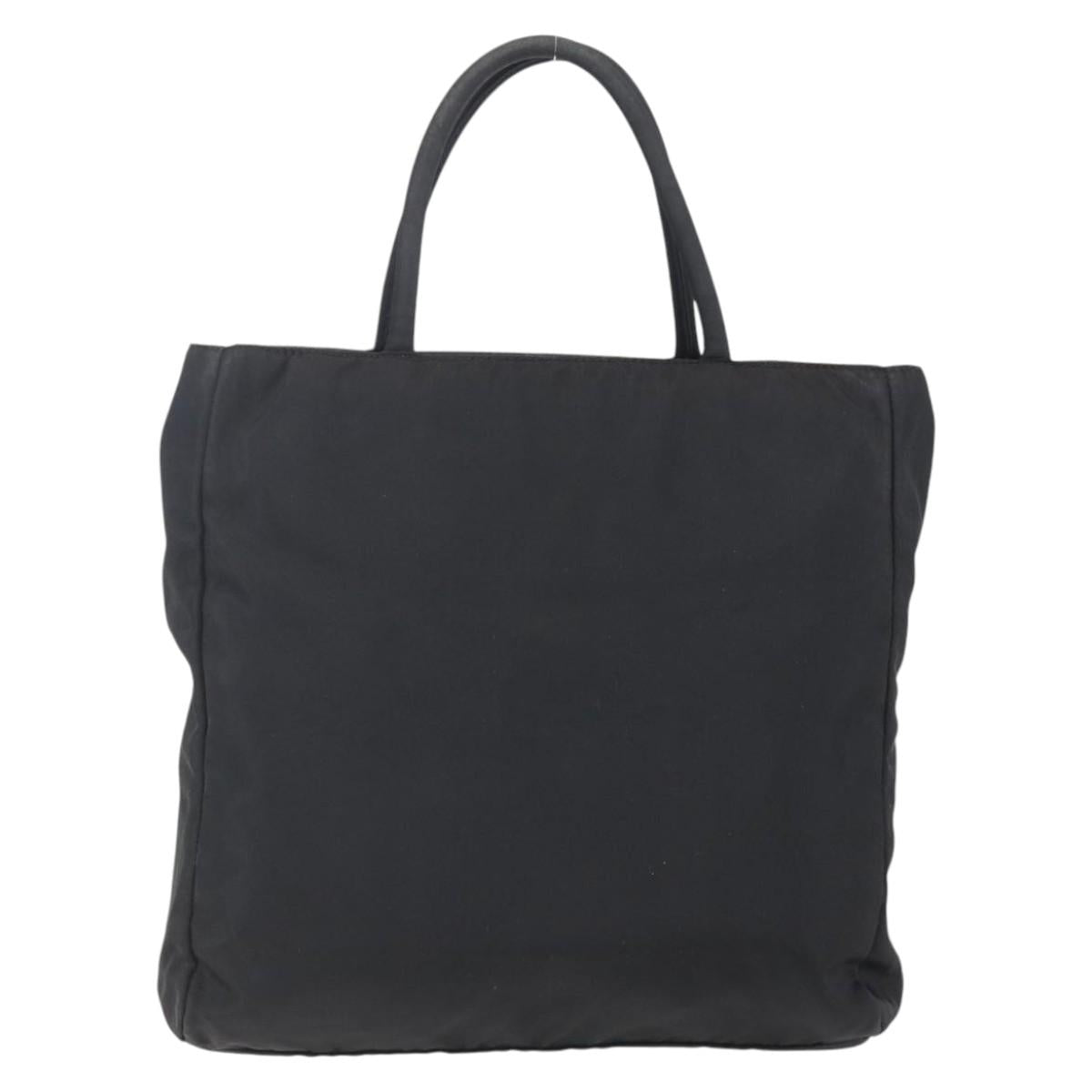 PRADA Hand Bag Nylon Black Silver Auth 153198