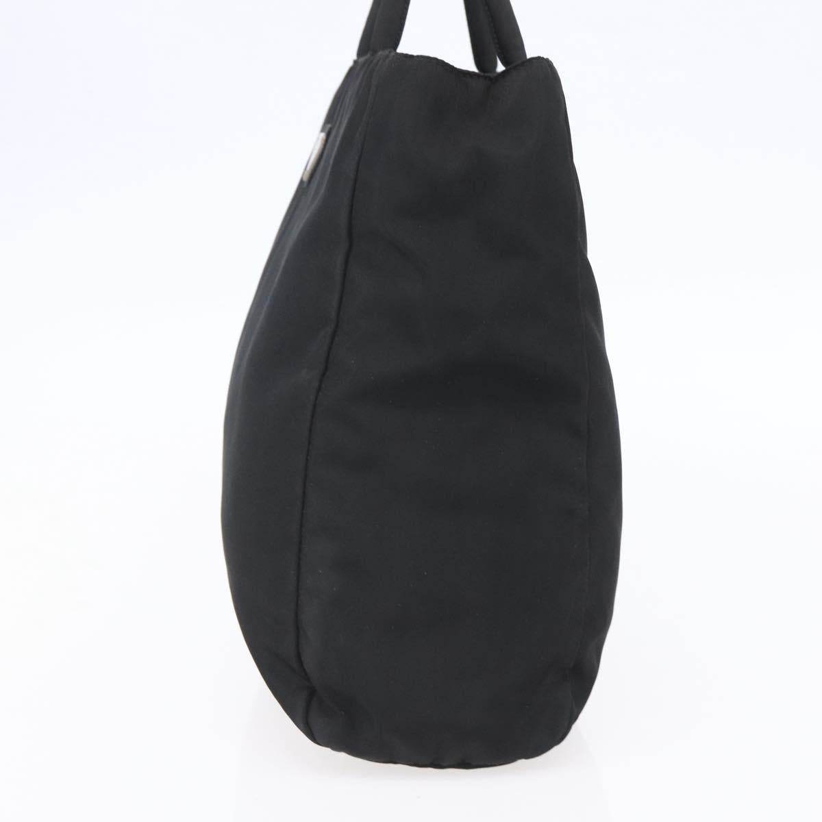 PRADA Hand Bag Nylon Black Silver Auth 153198