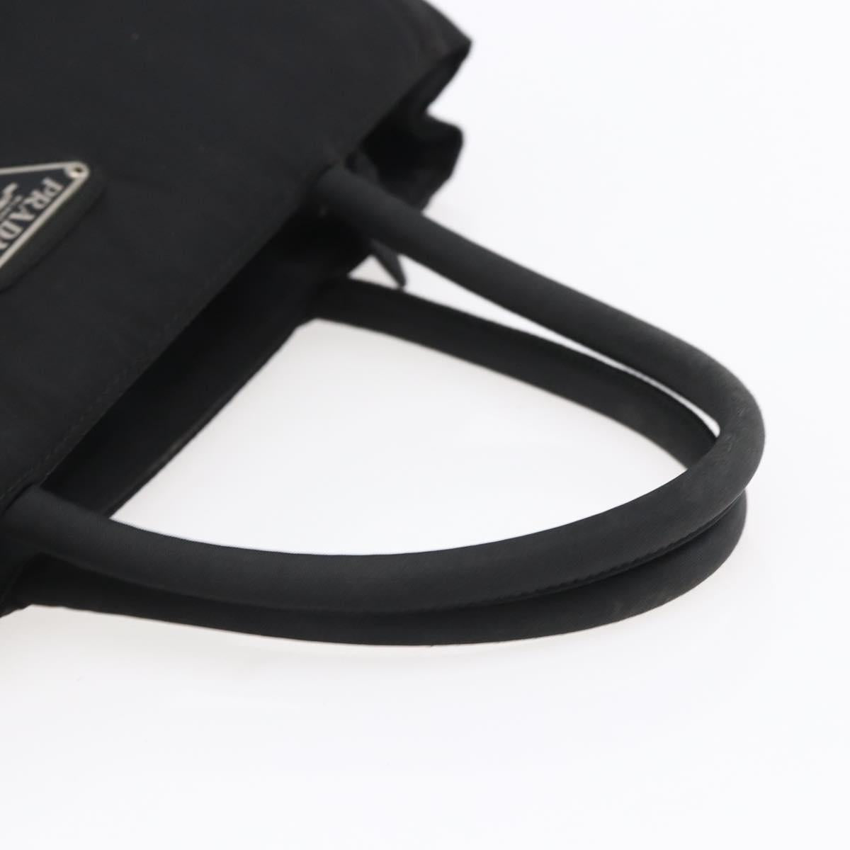 PRADA Hand Bag Nylon Black Silver Auth 153198