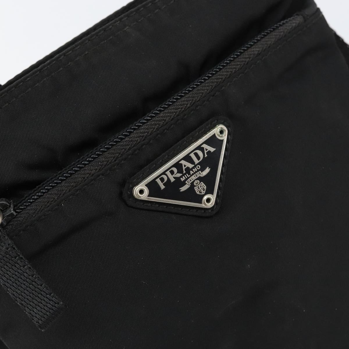 PRADA Shoulder Bag Nylon Black Silver Auth 153208