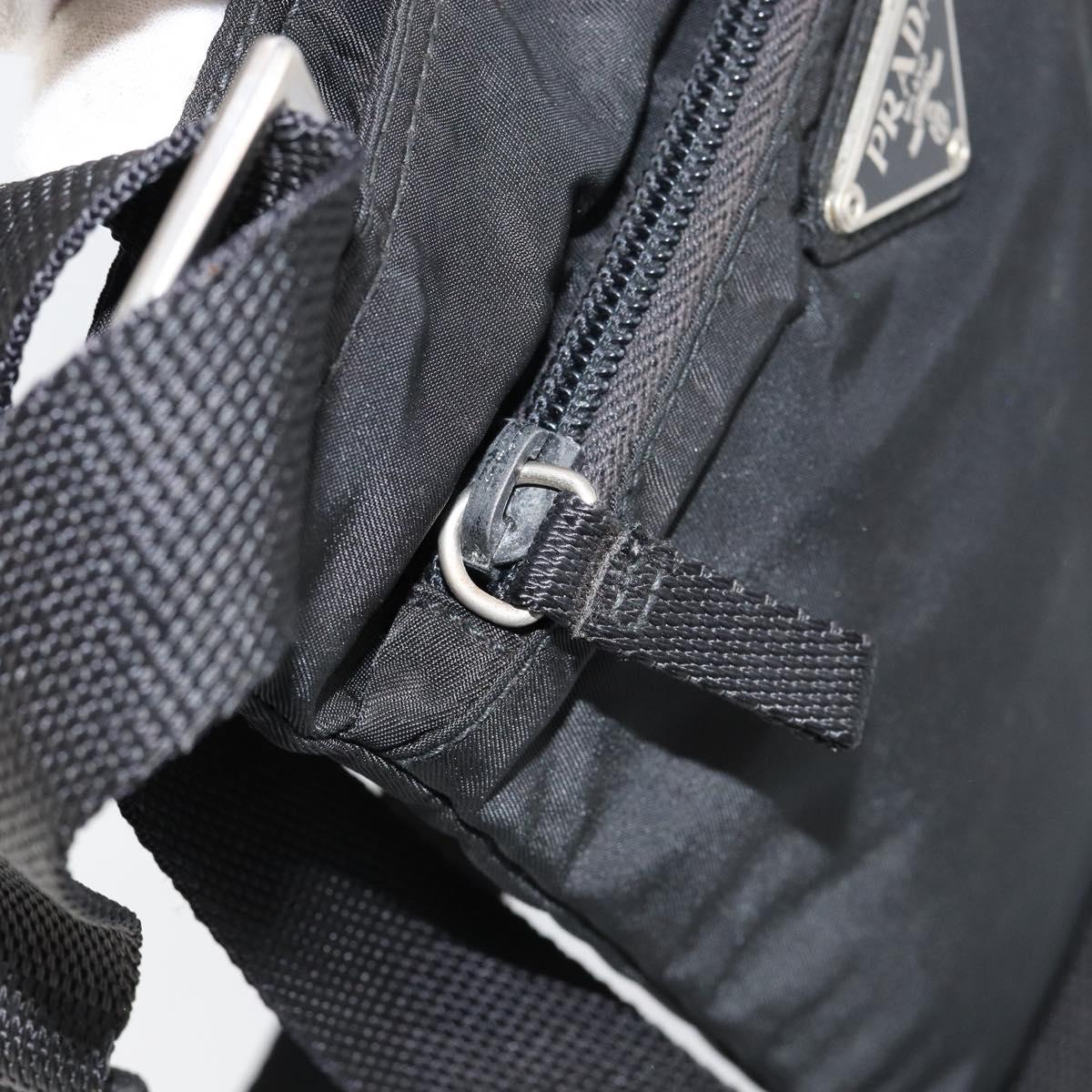 PRADA Shoulder Bag Nylon Black Silver Auth 153208