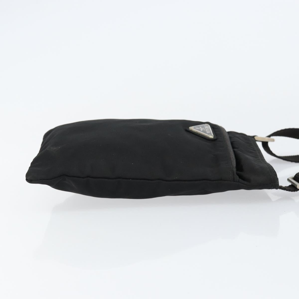 PRADA Shoulder Bag Nylon Black Silver Auth 153208
