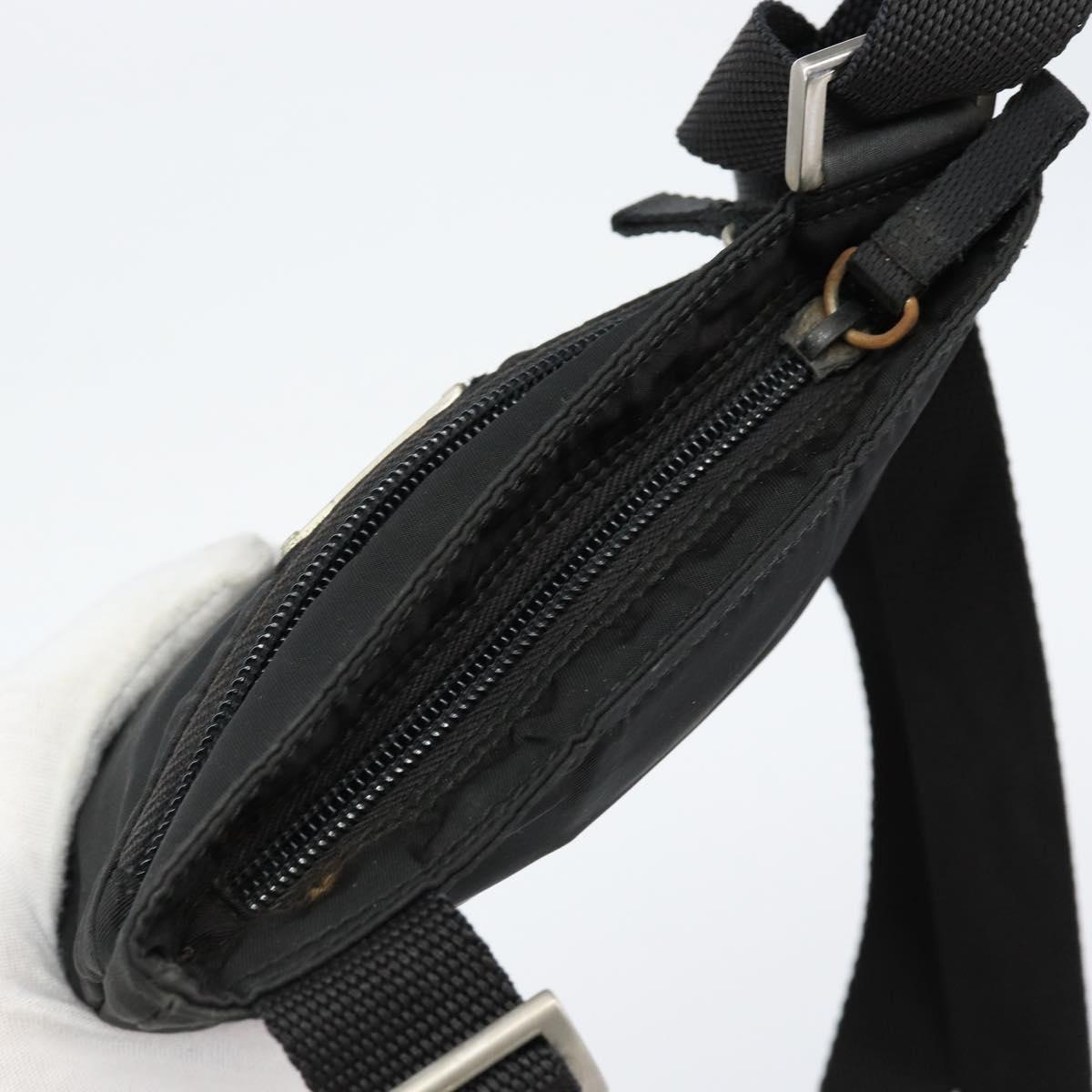 PRADA Shoulder Bag Nylon Black Silver Auth 153208