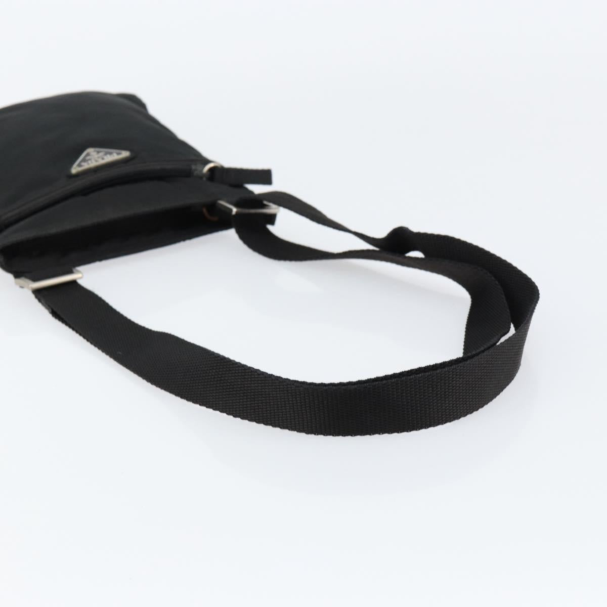 PRADA Shoulder Bag Nylon Black Silver Auth 153208