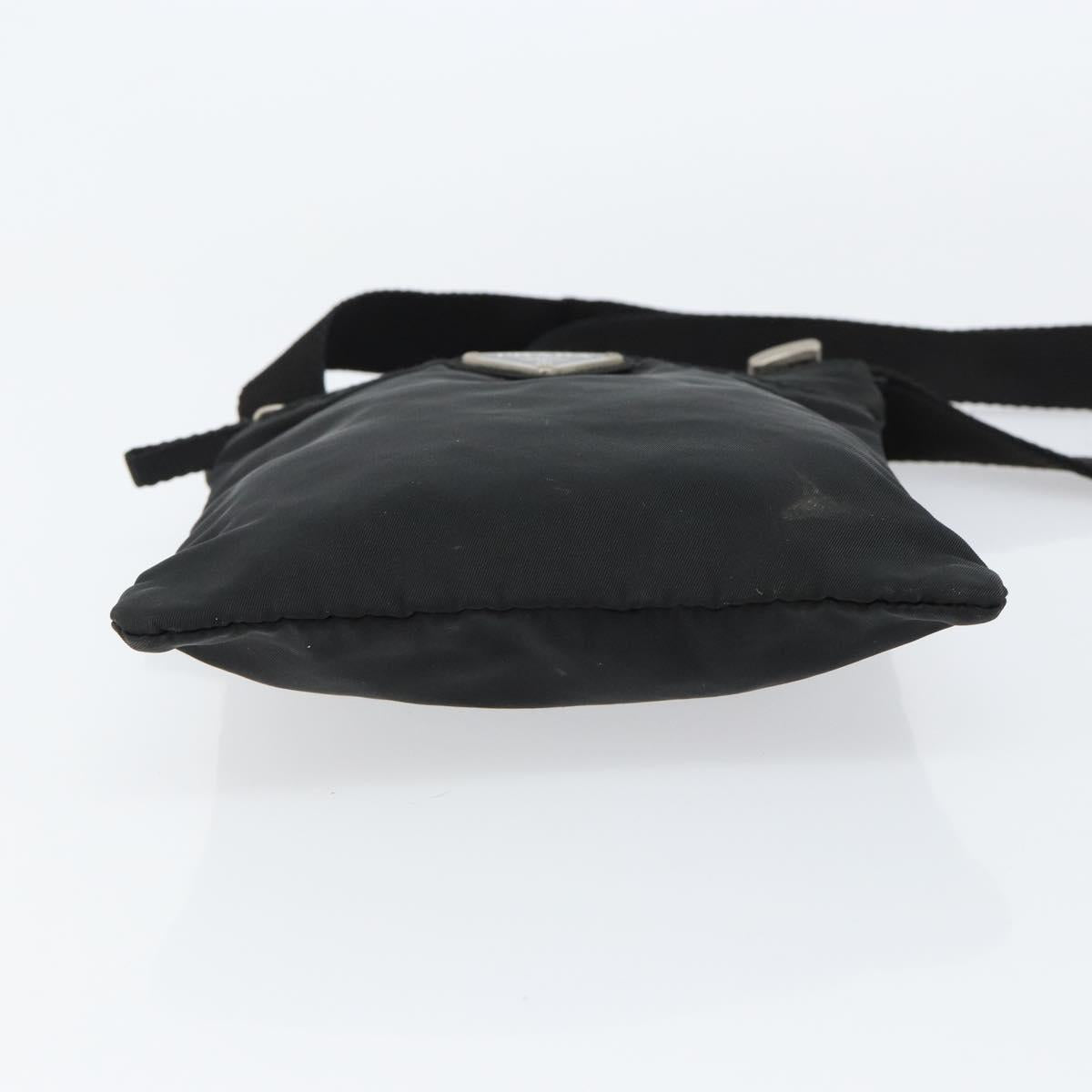 PRADA Shoulder Bag Nylon Black Silver Auth 153208