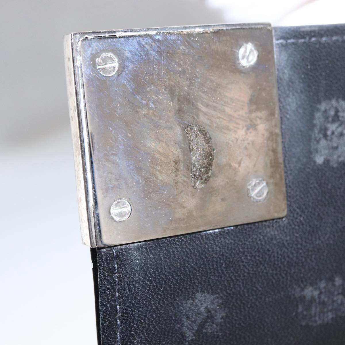 CHANEL Choco Bar Chain Shoulder Bag patent Black Silver CC Auth 153210