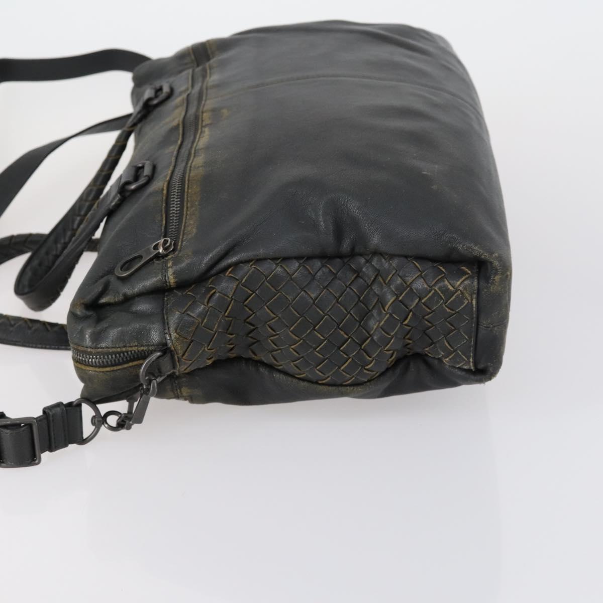 BOTTEGA VENETA INTRECCIATO Hand Bag Leather 2way Black Auth 153214