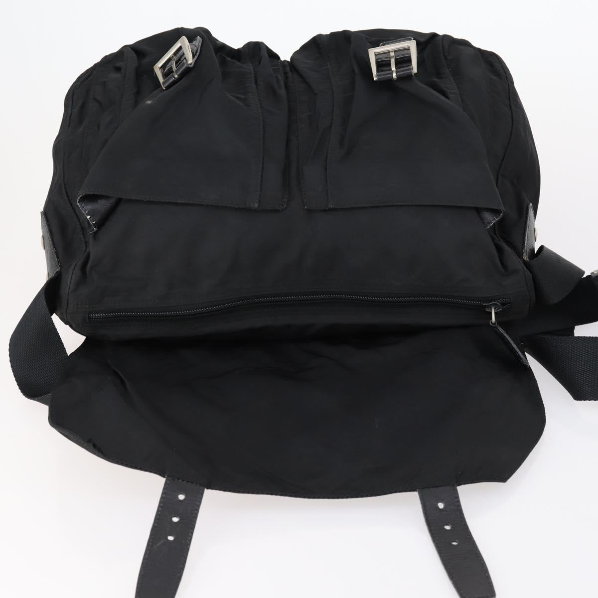 PRADA Shoulder Bag Nylon Black Silver Auth 153216