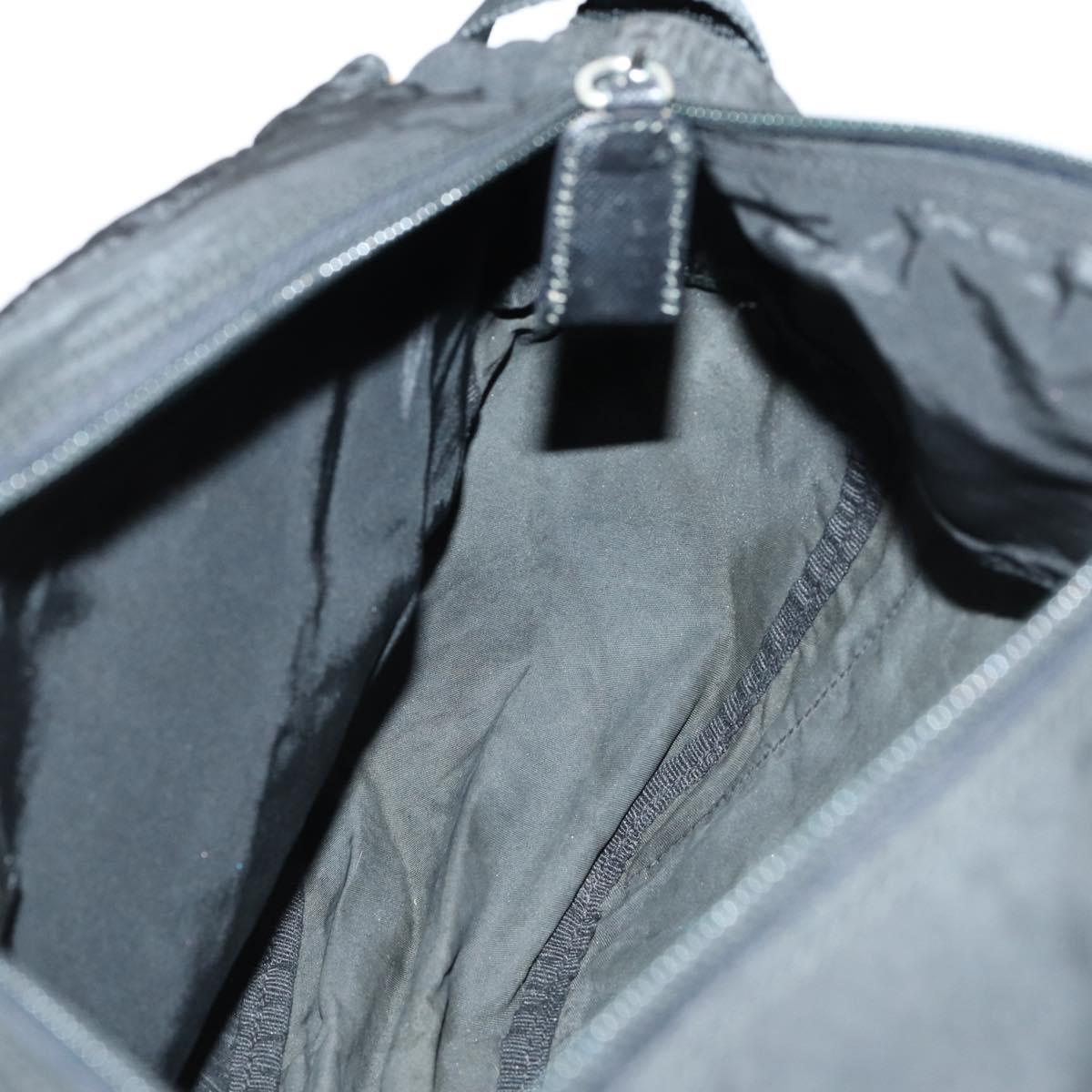 PRADA Shoulder Bag Nylon Black Silver Auth 153216