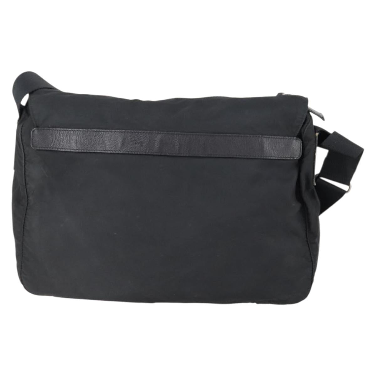PRADA Shoulder Bag Nylon Black Silver Auth 153216